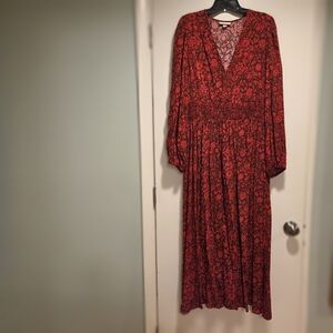 Knox Rose Red and Black Floral Long Sleeve Dress